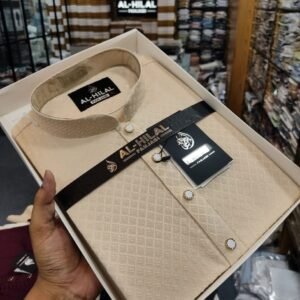 China Cotton Premium Panjabi - Cream Gold